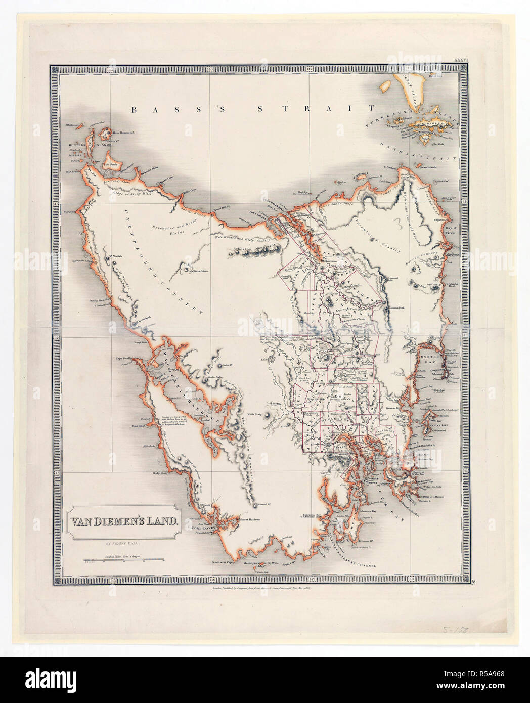 Van Diemen's Land Map ca. 1828 Mandatory Photo Credit TAHO Stock Photo Alamy