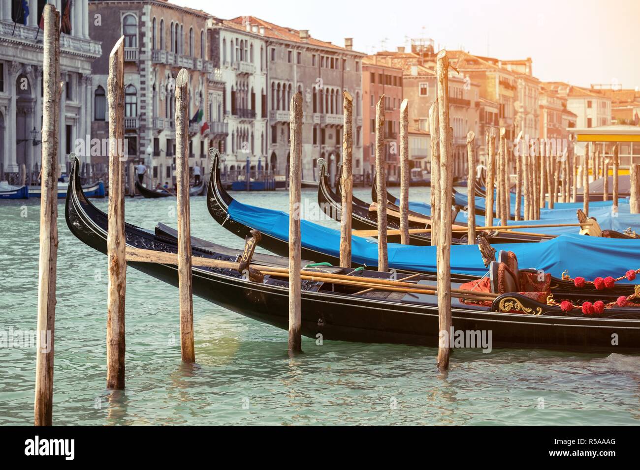 Venice with famous gondolas at sunrise, Italy Stock Photo - Alamy