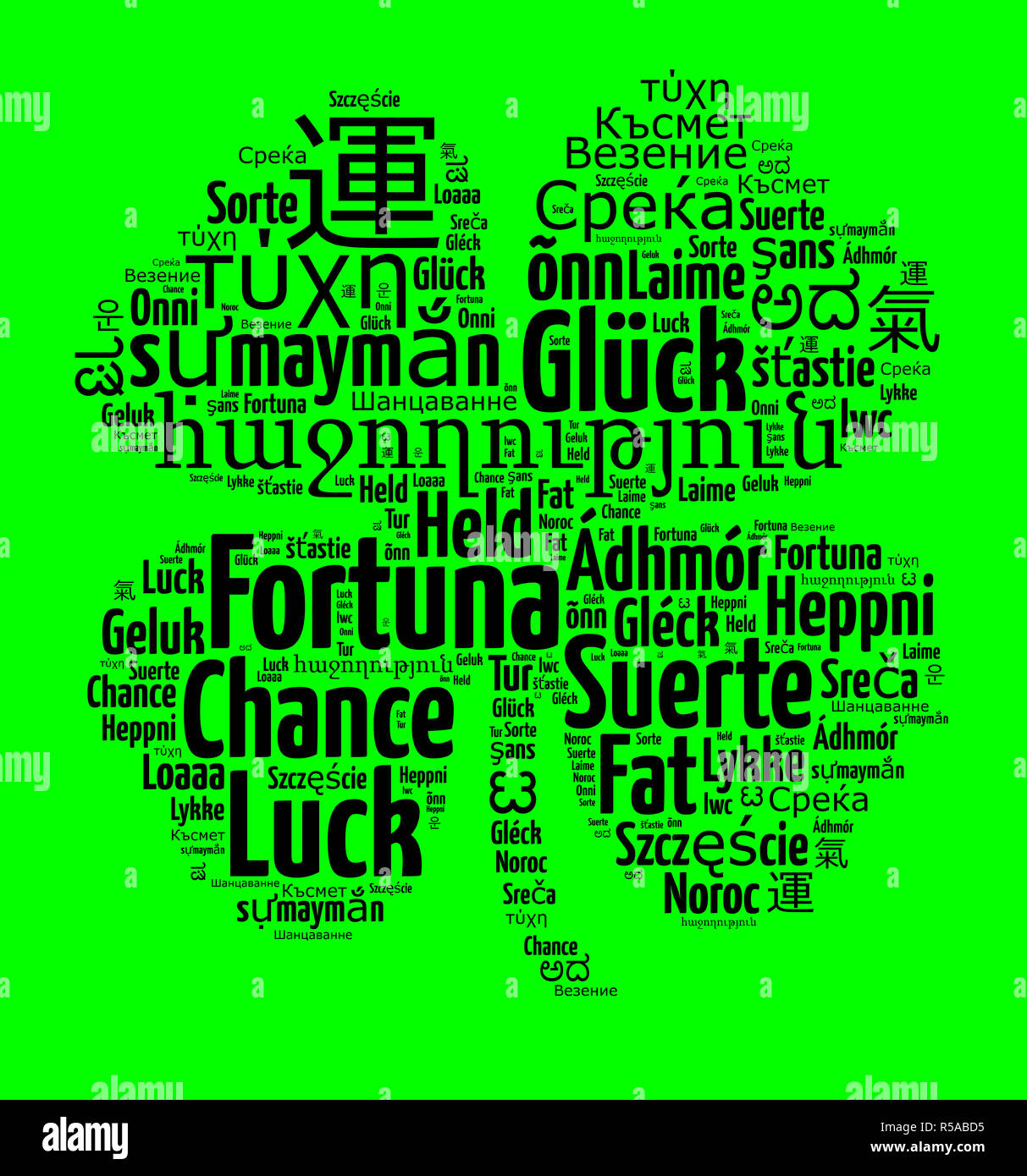Word Luck In Different Languages Stock Photo Alamy