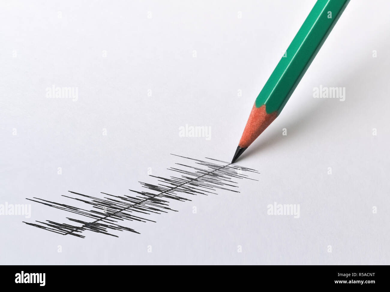 Graphical display of a physical magnitude and pencil on bright background Stock Photo