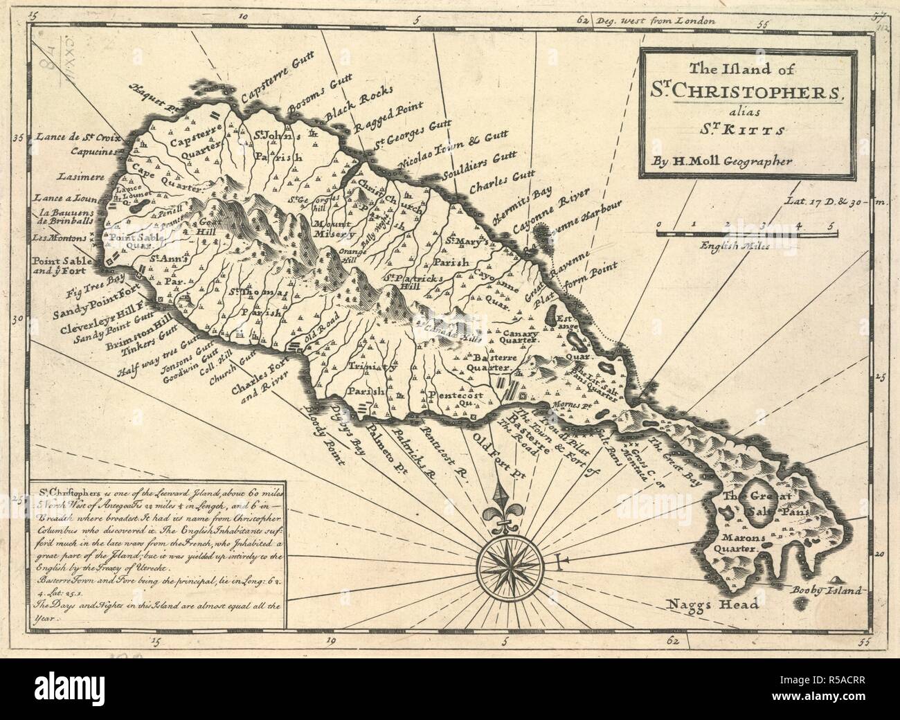 A Map Of The Island Of St Christophers Alias Saint Kitts The Island Of St Christophers Alias Saint Kitts London 1710 Source Maps K Top 123 78 Language English Author Moll Herman Stock Photo