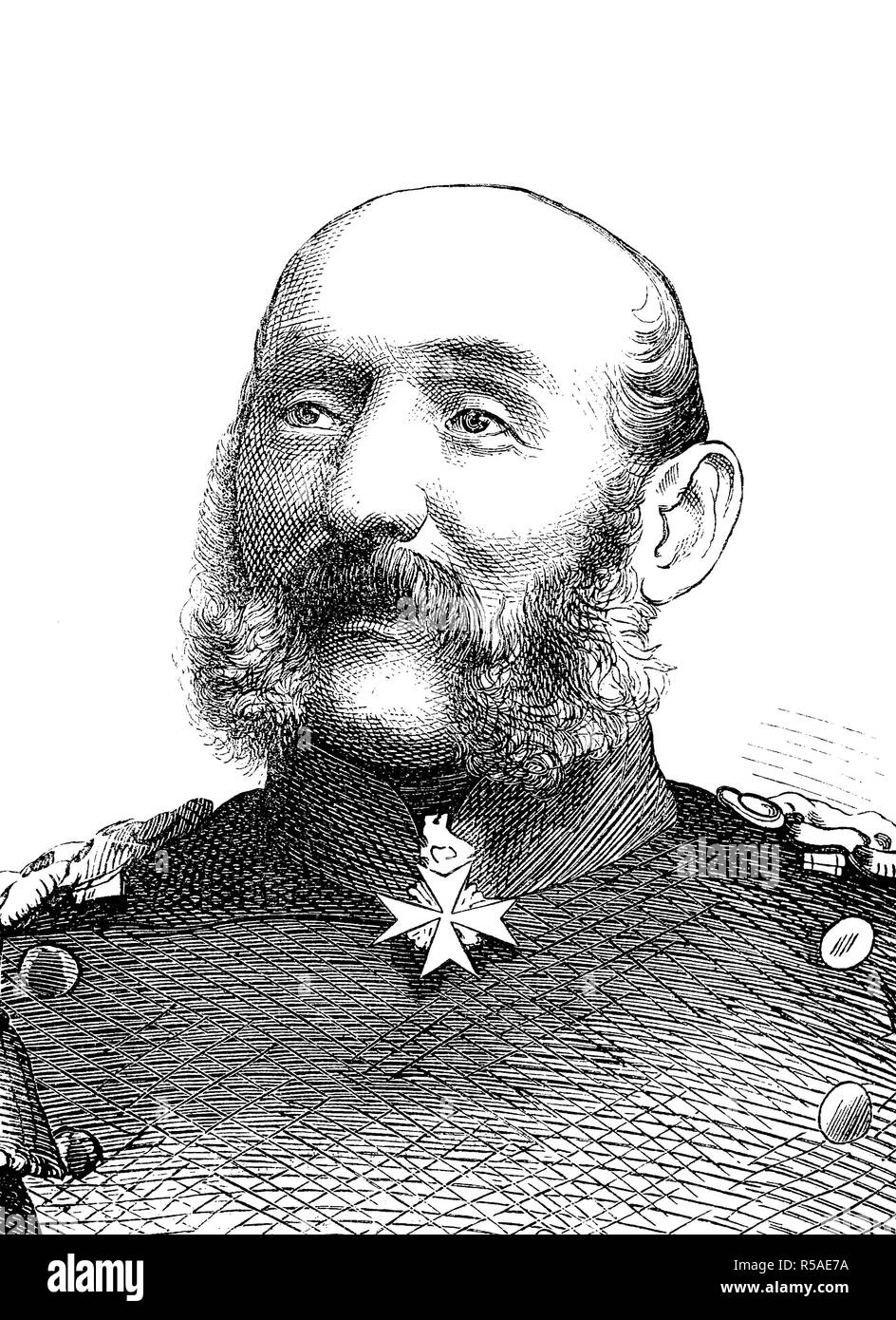 Albert Ehrenreich Gustav von Manstein, 24 August 1805, 11 May 1877, Prussian general, woodcut, portrait, 1885, Germany Stock Photo