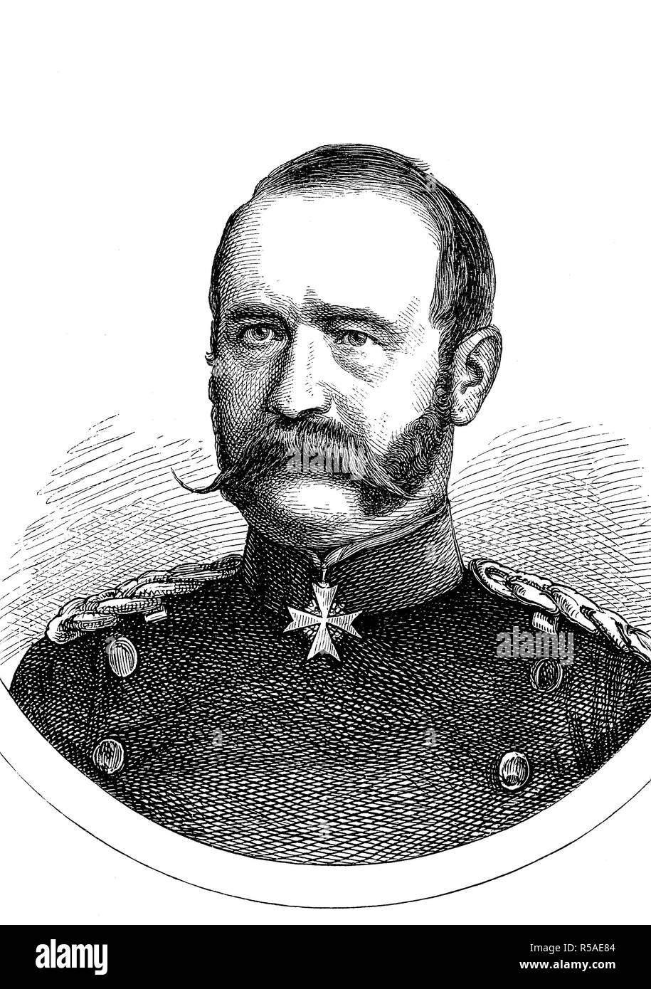 Rudolf Ferdinand von Kummer, April 11, 1816, May 3, 1900, Prussian officer, last General of the Infantry, woodcut, portrait Stock Photo