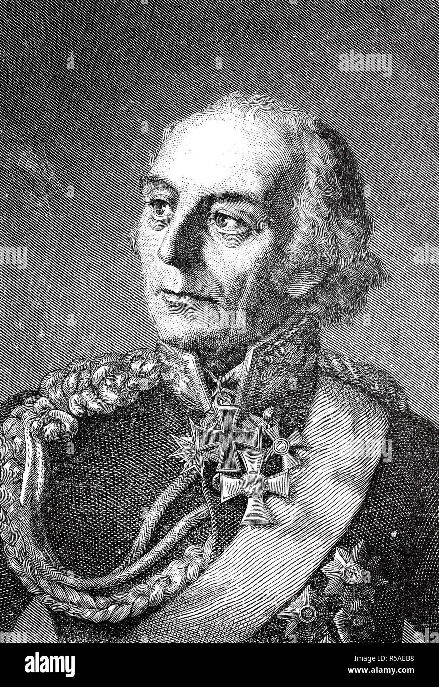 Johann David Ludwig Count Yorck von Wartenburg, September 26, 1759, October 4, 1830, was a Prussian Field Marshal and founder of Stock Photo