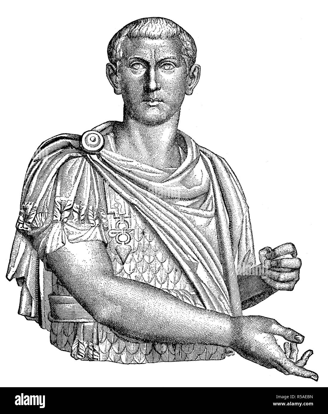 The marble bust of Marcus Antonius Gordianus, 20 January 225, 244, known as Gordian III., was from 238 to 244 Roman emperor Stock Photo