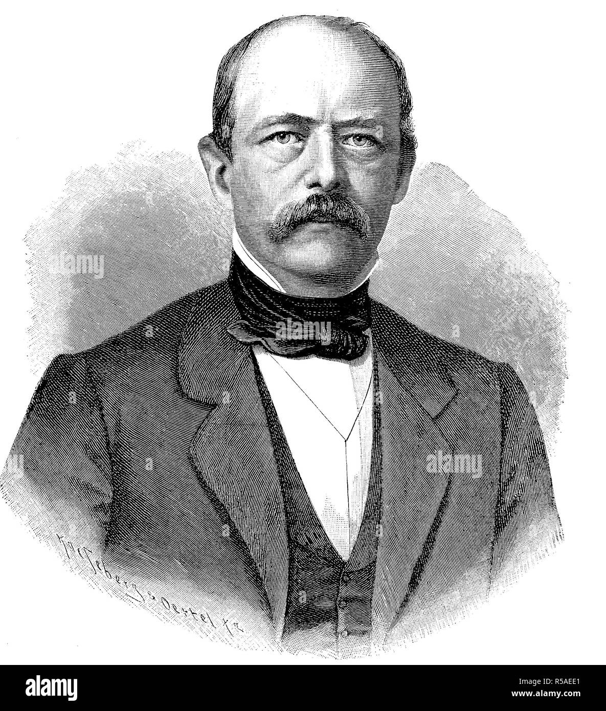 Otto Eduard Leopold, Prince of Bismarck, 1 April 1815, 30 July 1898), known as Otto von Bismarck, Prussian statesman, woodcut Stock Photo
