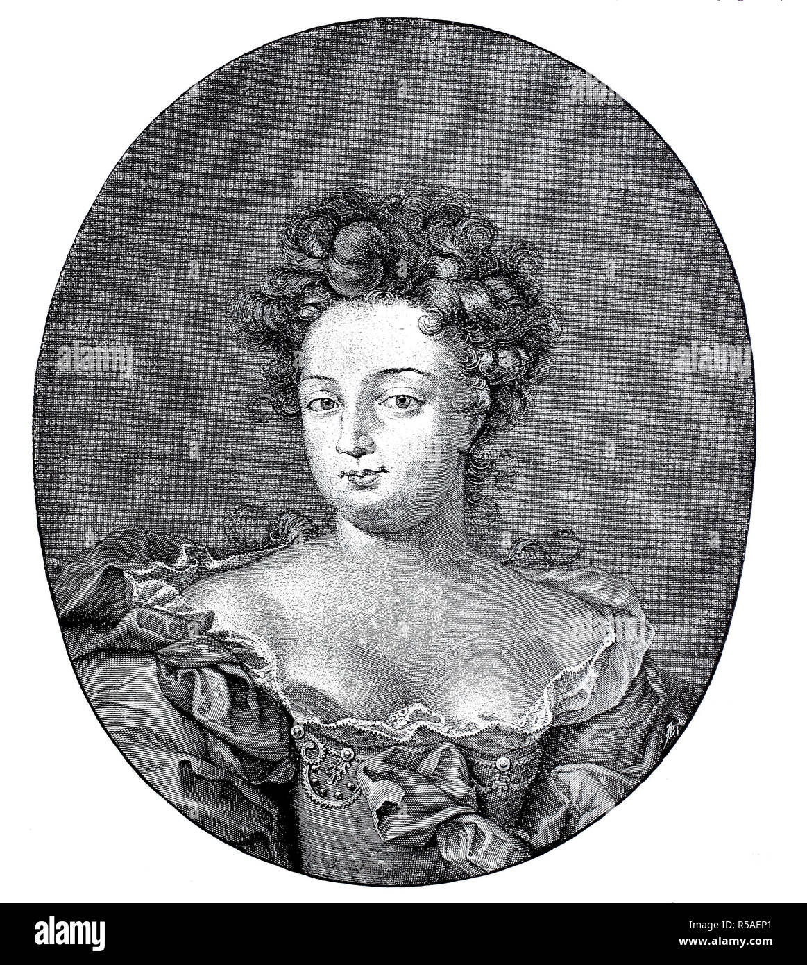 Sophie Charlotte Duchess of Brunswick and Lueneburg, October 30, 1668, February 1, 1705, woodcut, Germany Stock Photo