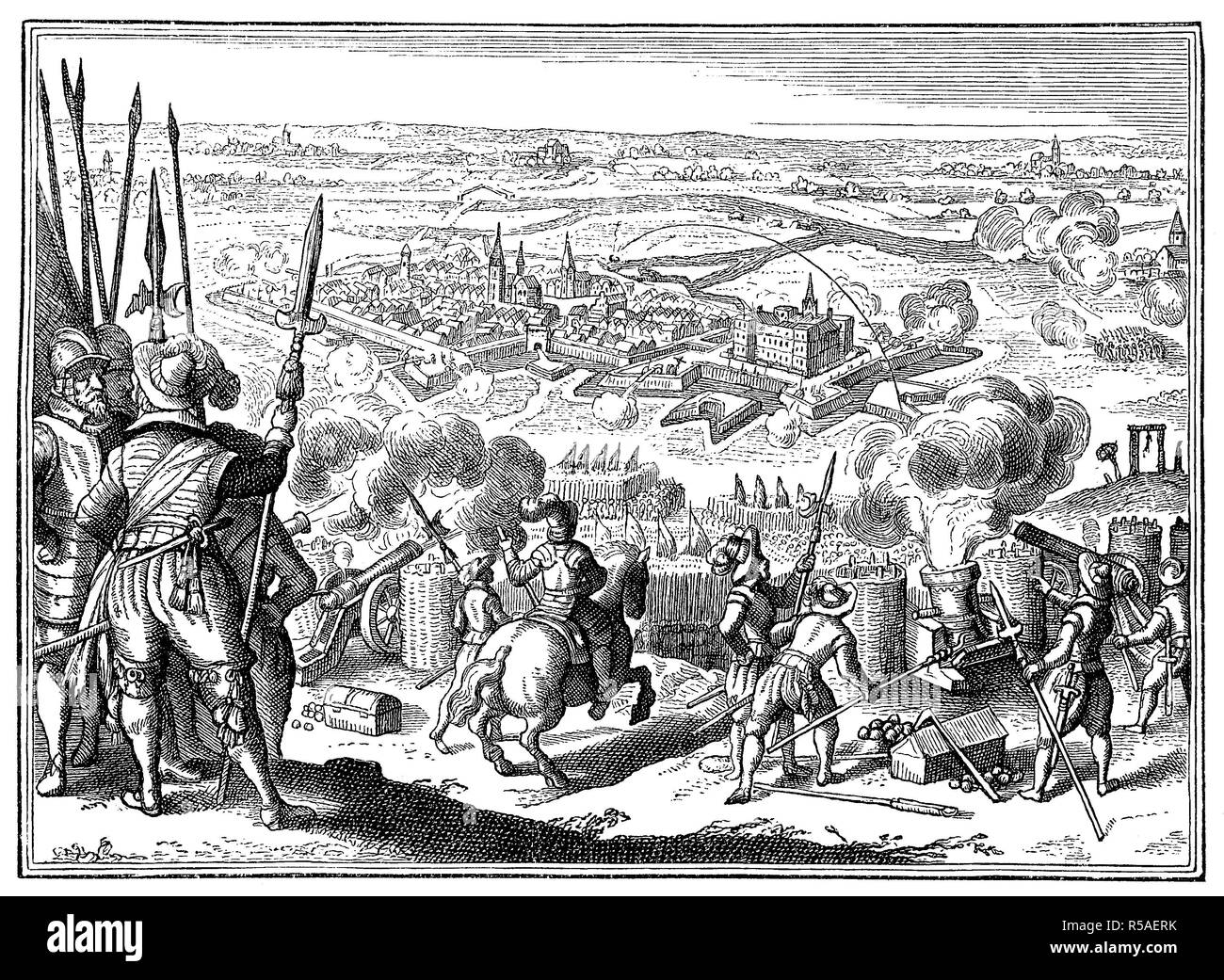 The siege of Juelich by troops of France and the United Provinces, from 29 July to 2 September 1610 during the Stock Photo