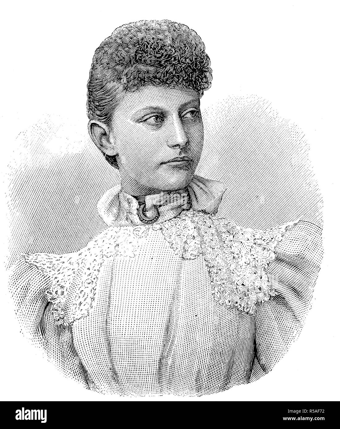 Princess Feodora Victoria Adelaide of Hohenlohe-Langenburg, 1839 to 1872, woodcut, Germany Stock Photo