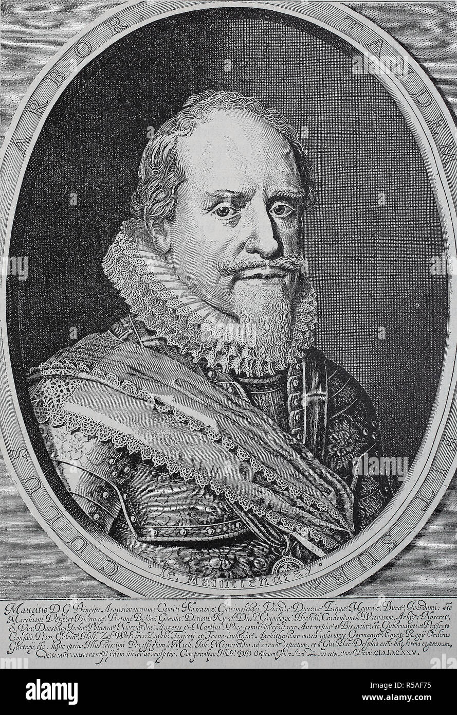 Maurice of Orange, known as Maurice of Nassau, 14 November 1567, 23 April 1625, woodcut, Holland Stock Photo