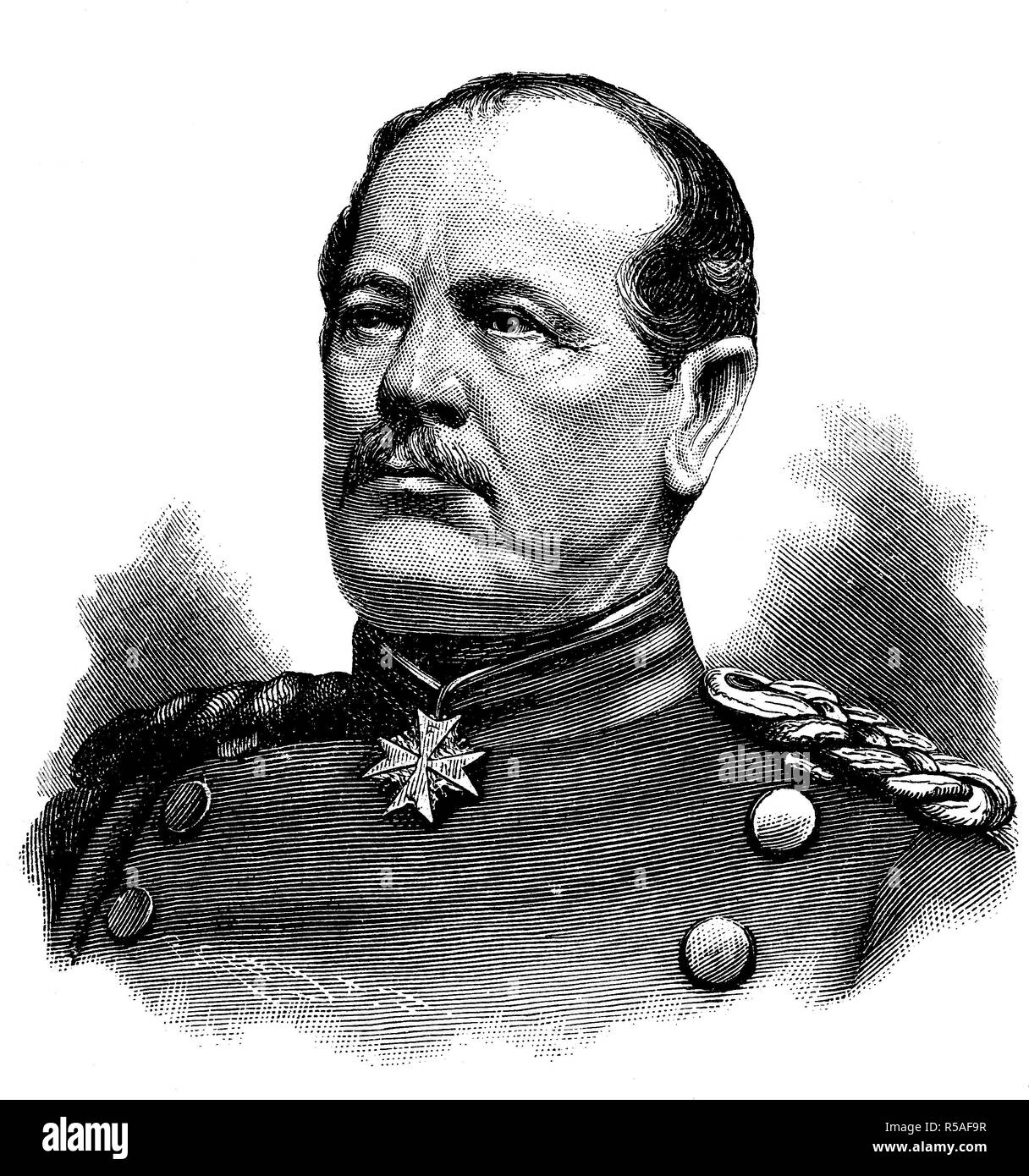 Karl Wilhelm Friedrich August Leopold Graf von Werder, 12 September 1808, 12 September 1887, Prussian general, woodcut, Germany Stock Photo