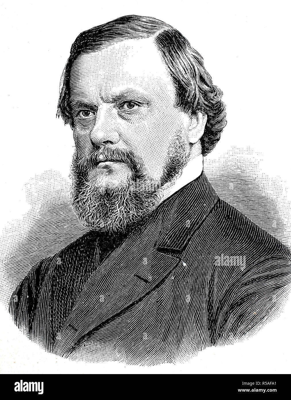 Paul Ludwig Adalbert Falk, August 10, 1827, July 7, 1900, Prussian Minister of Culture, woodcut, Germany Stock Photo
