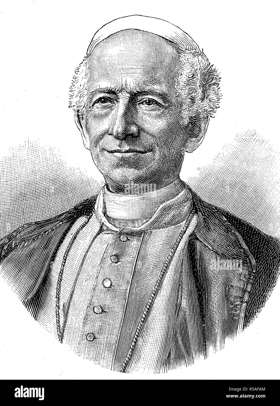 Pope Leo XIII, Vincenzo Gioacchino Pecci, March 2, 1810, July 20, 1903, woodcut, Vatican Stock Photo