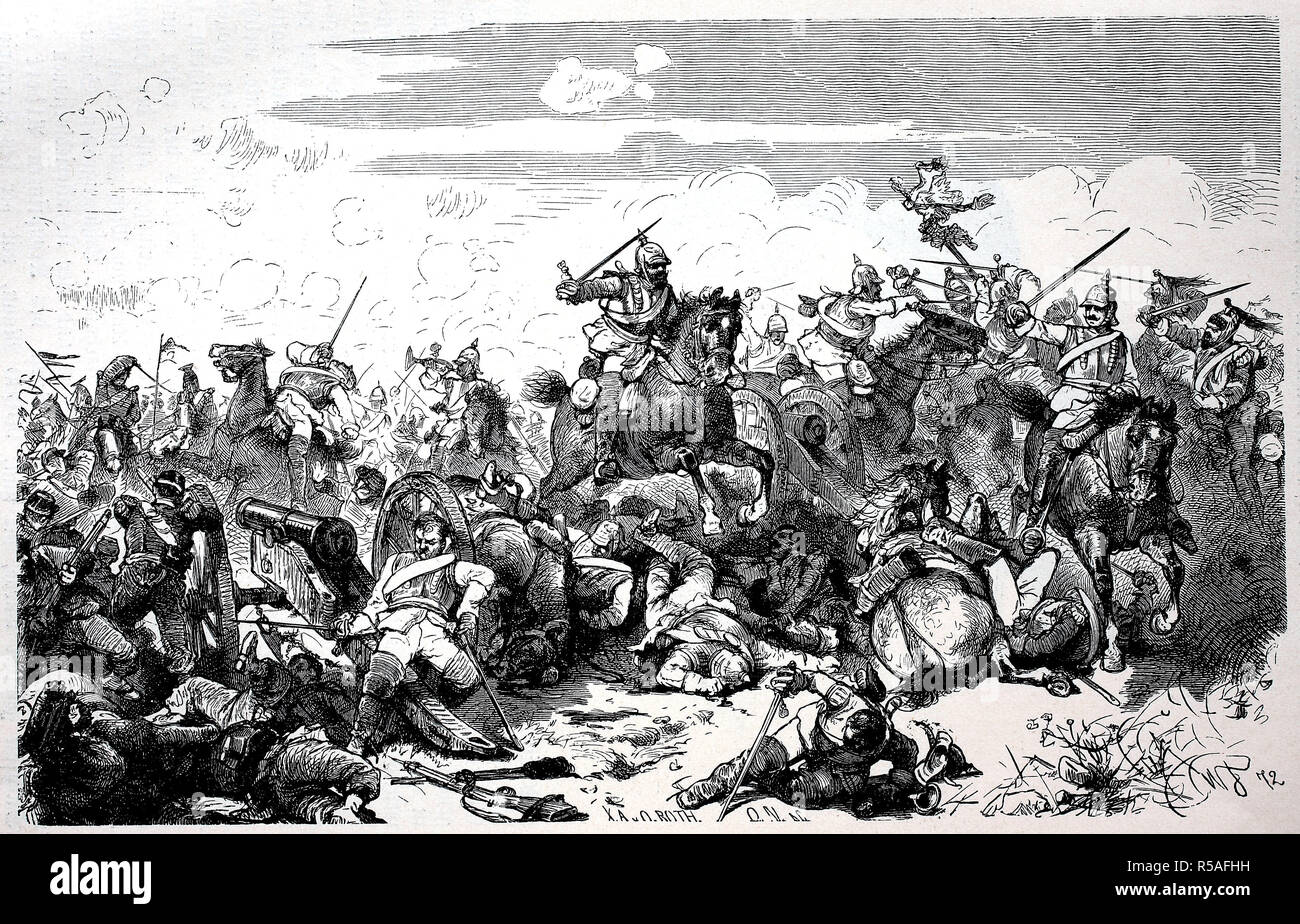 Attack of the 7th Cuirassier regiment under Lieutenant-Colonel Graf von Schmettow, Franco-Prussian War 1870/71 Stock Photo