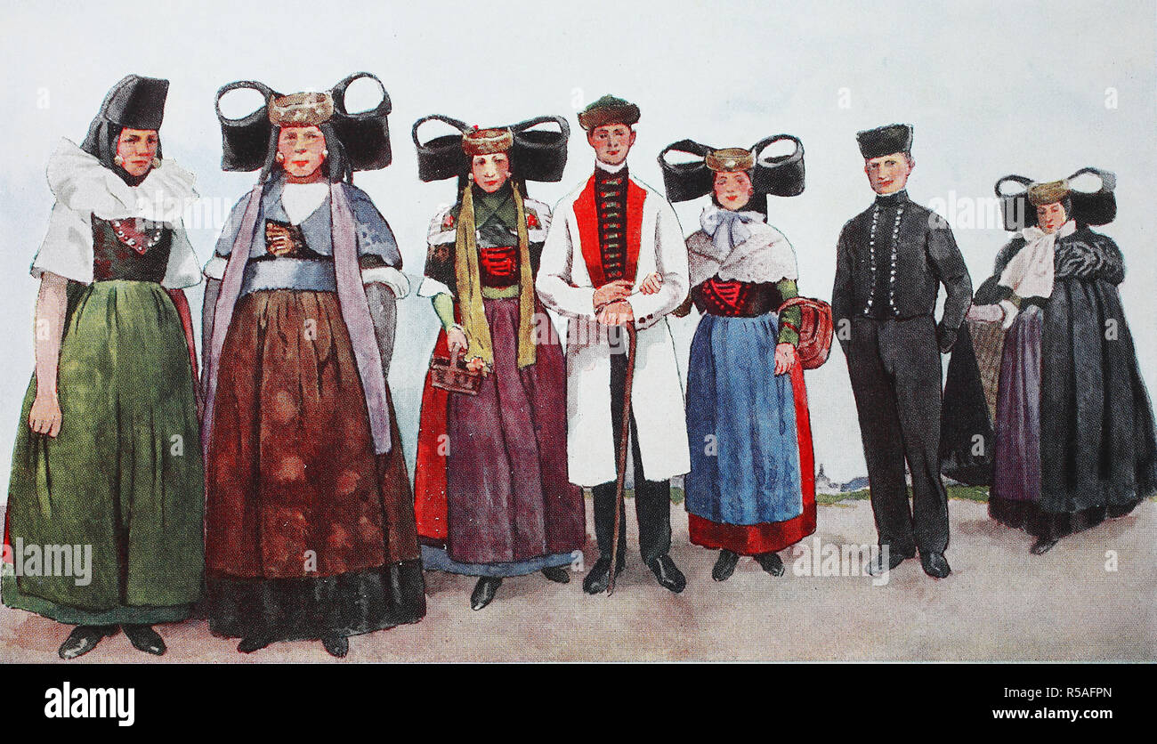 People in traditional costumes, fashion, clothes in Germany, costumes