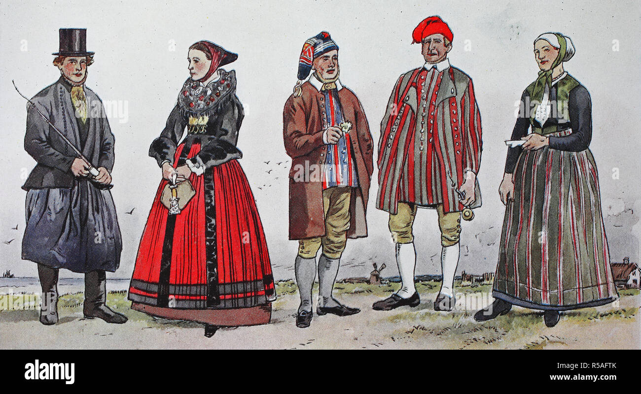 Three Danish Women In National Dress Drawing By Mary Evans Picture ...