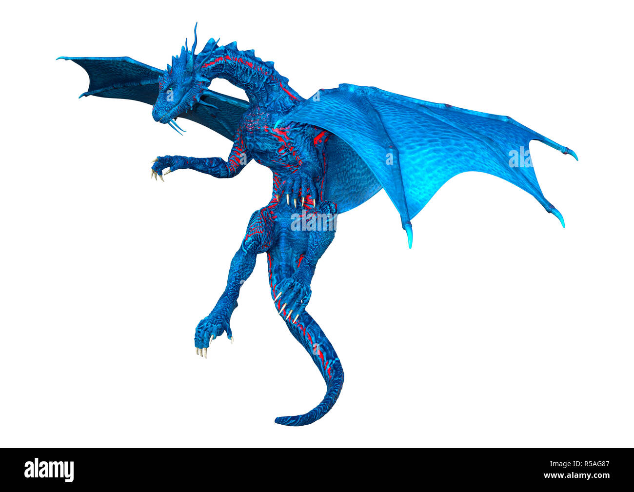 3D rendering of a blue fantasy dragon isolated on white background ...