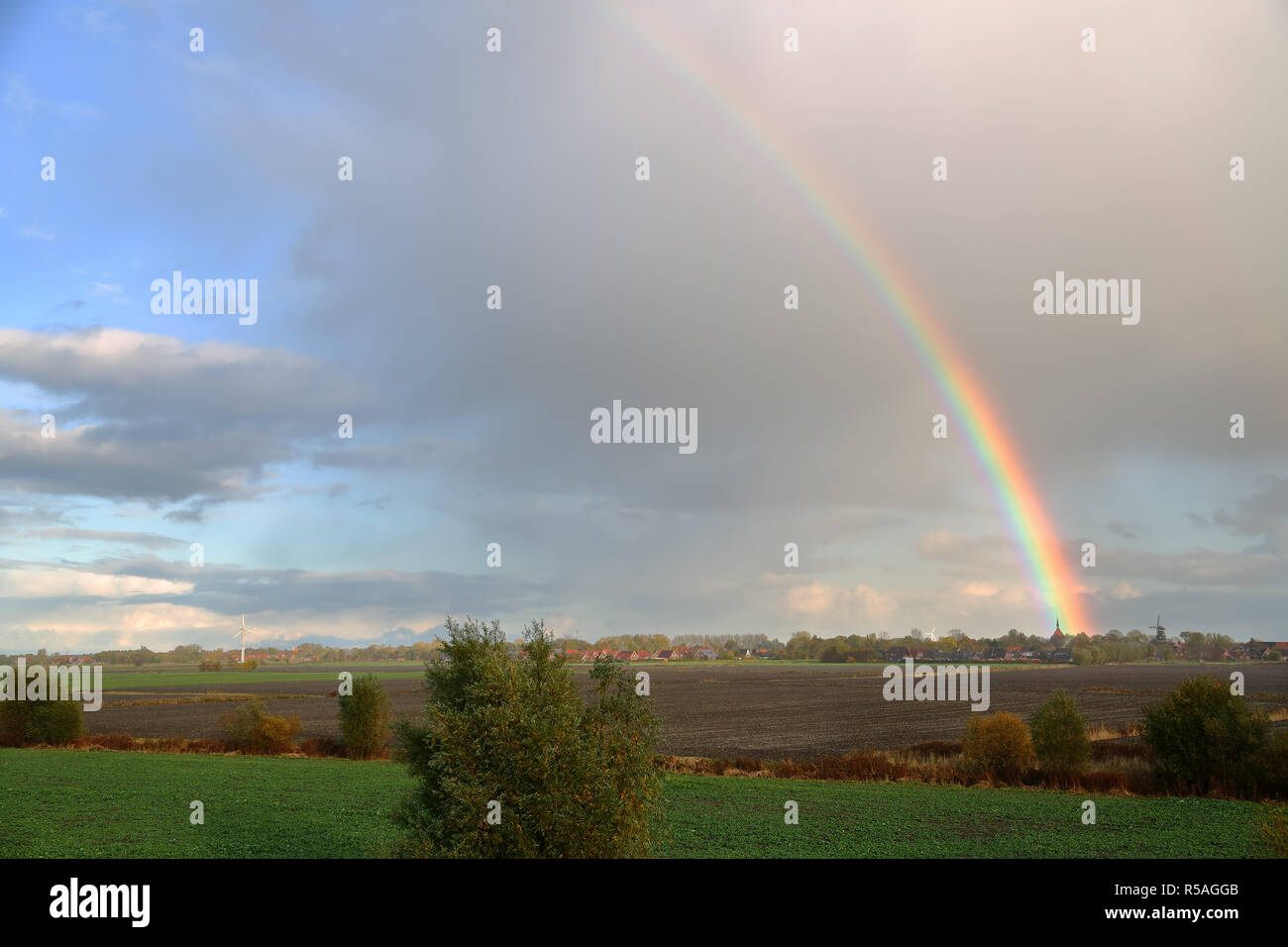 rainbow over rysum Stock Photo