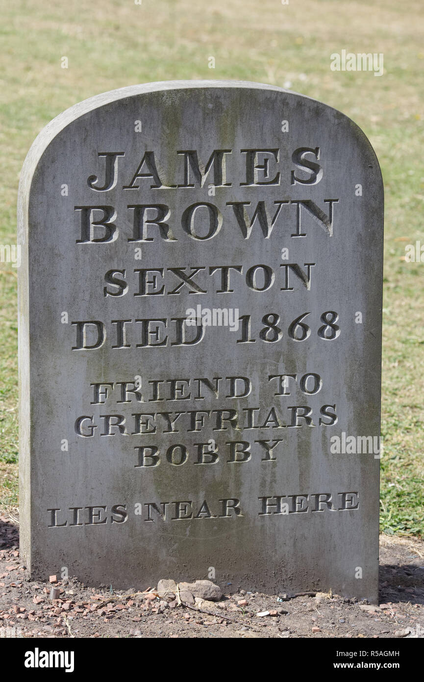 The Grave of James Brown Sexton, fried to Greyfriars bobby Stock Photo