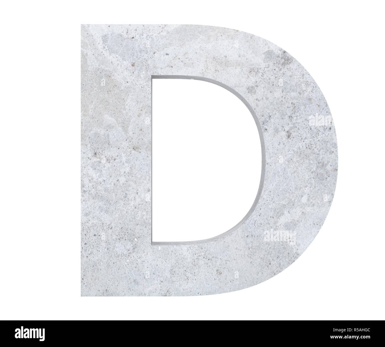 Concrete Capital Letter - D isolated on white background. 3D render ...