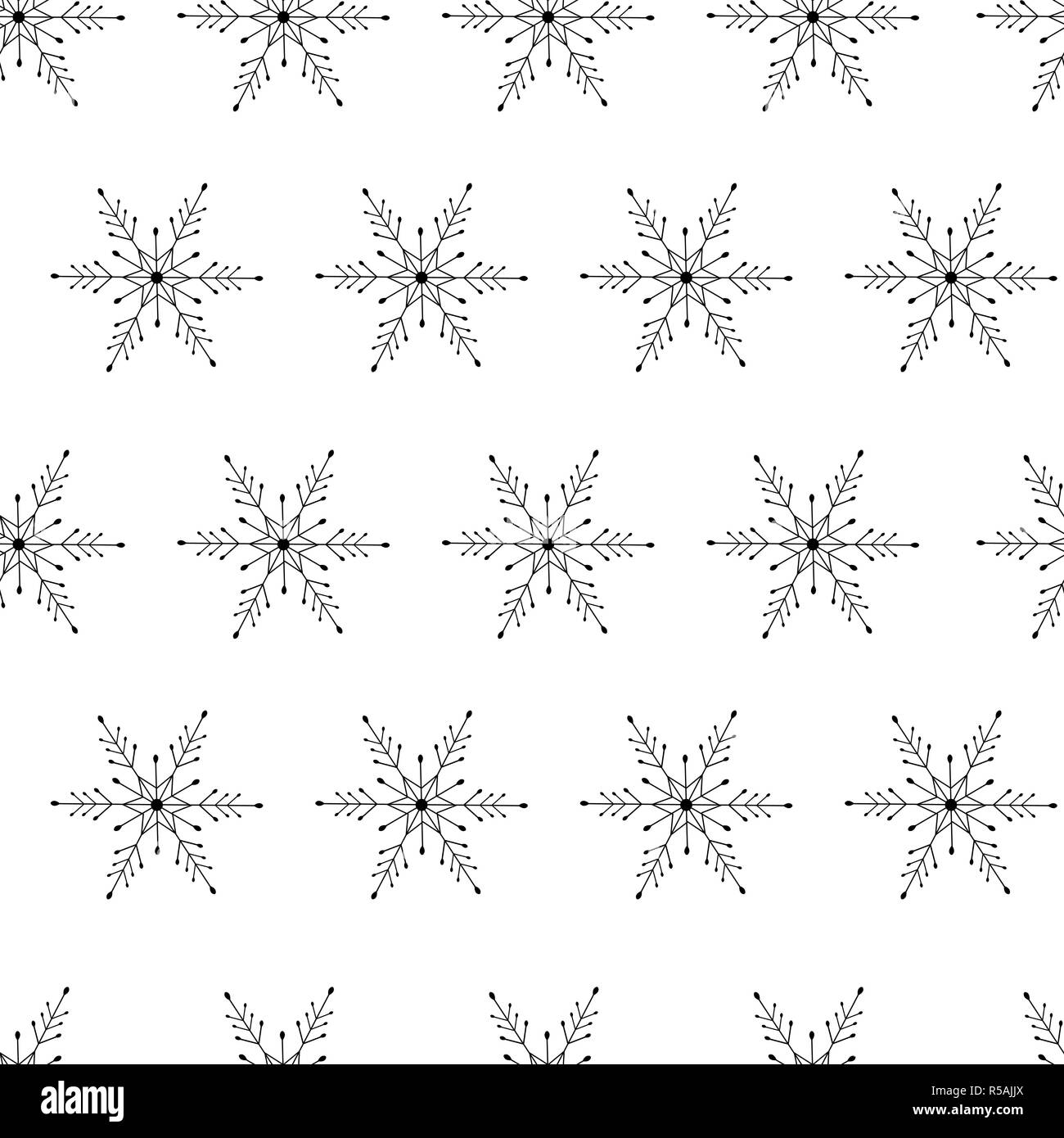 Black and white Merry Christmas Snowflakes set Wrapping Paper