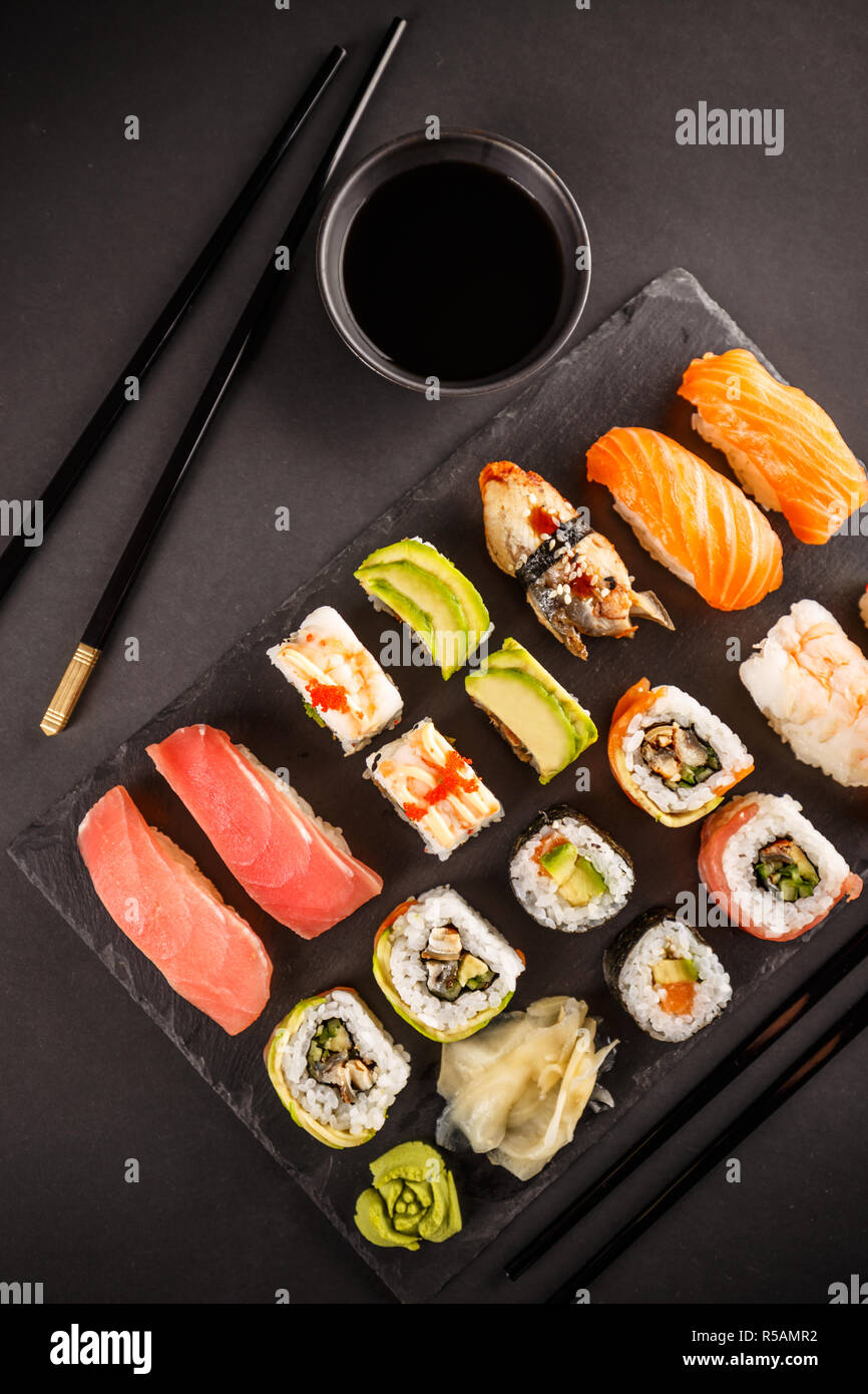 Various kinds of sush Stock Photo