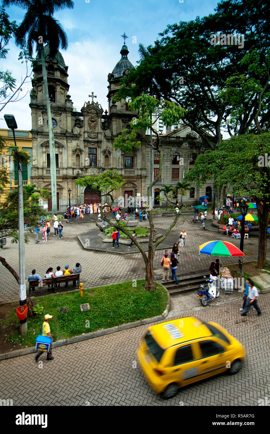 Medellin, Colombia, Plaza San Ignacio, 18th Century Iglesia San Ignacio, Public Plaza, Aburra Valley, Antioquia Stock Photo
