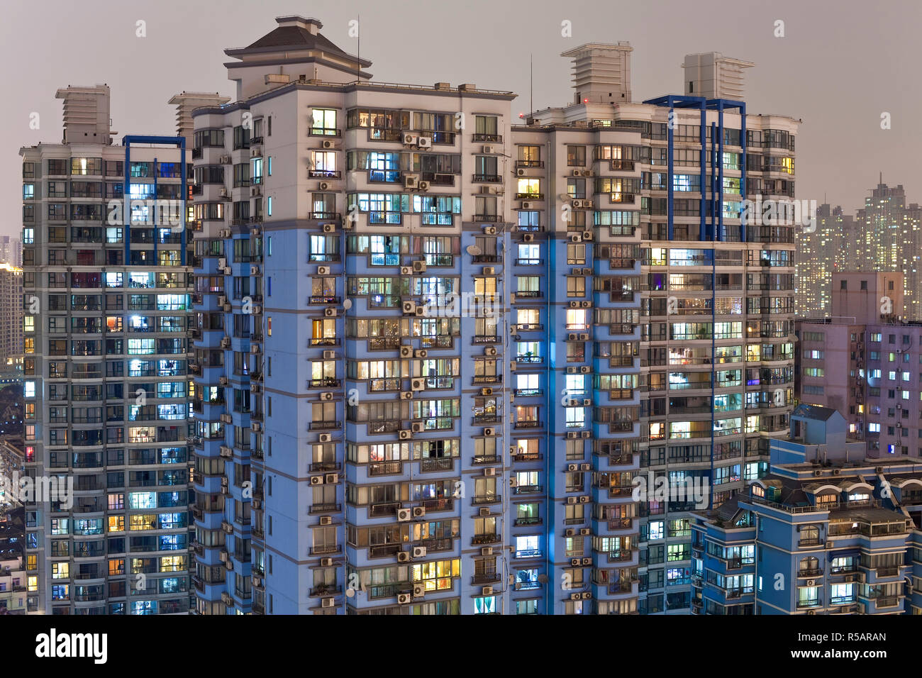 Apartment buildings in Central Shanghai, Shanghai, China Stock Photo