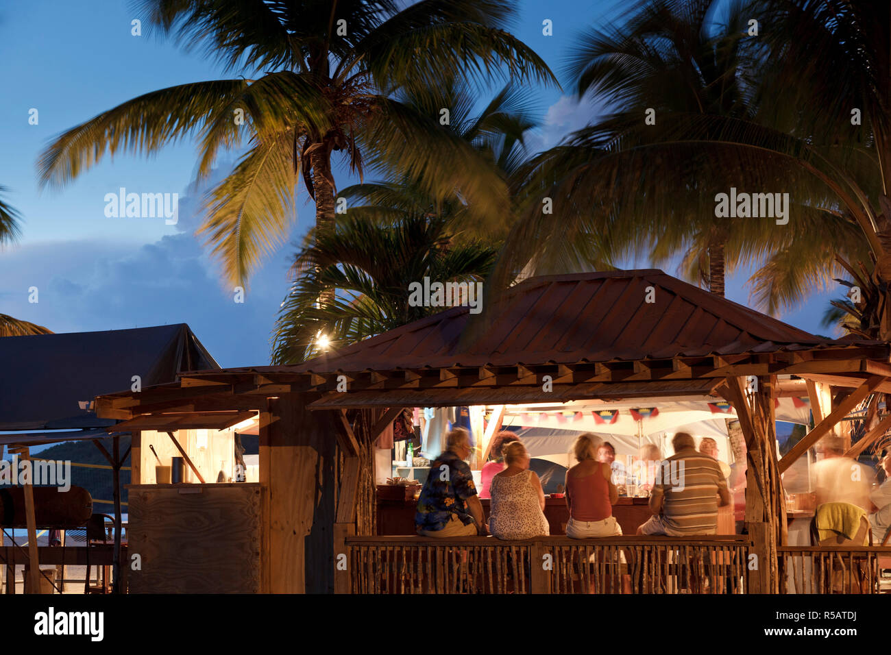 Caribbean, Antigua and Barbuda, Jolly Harbour, Beach Bar Stock Photo