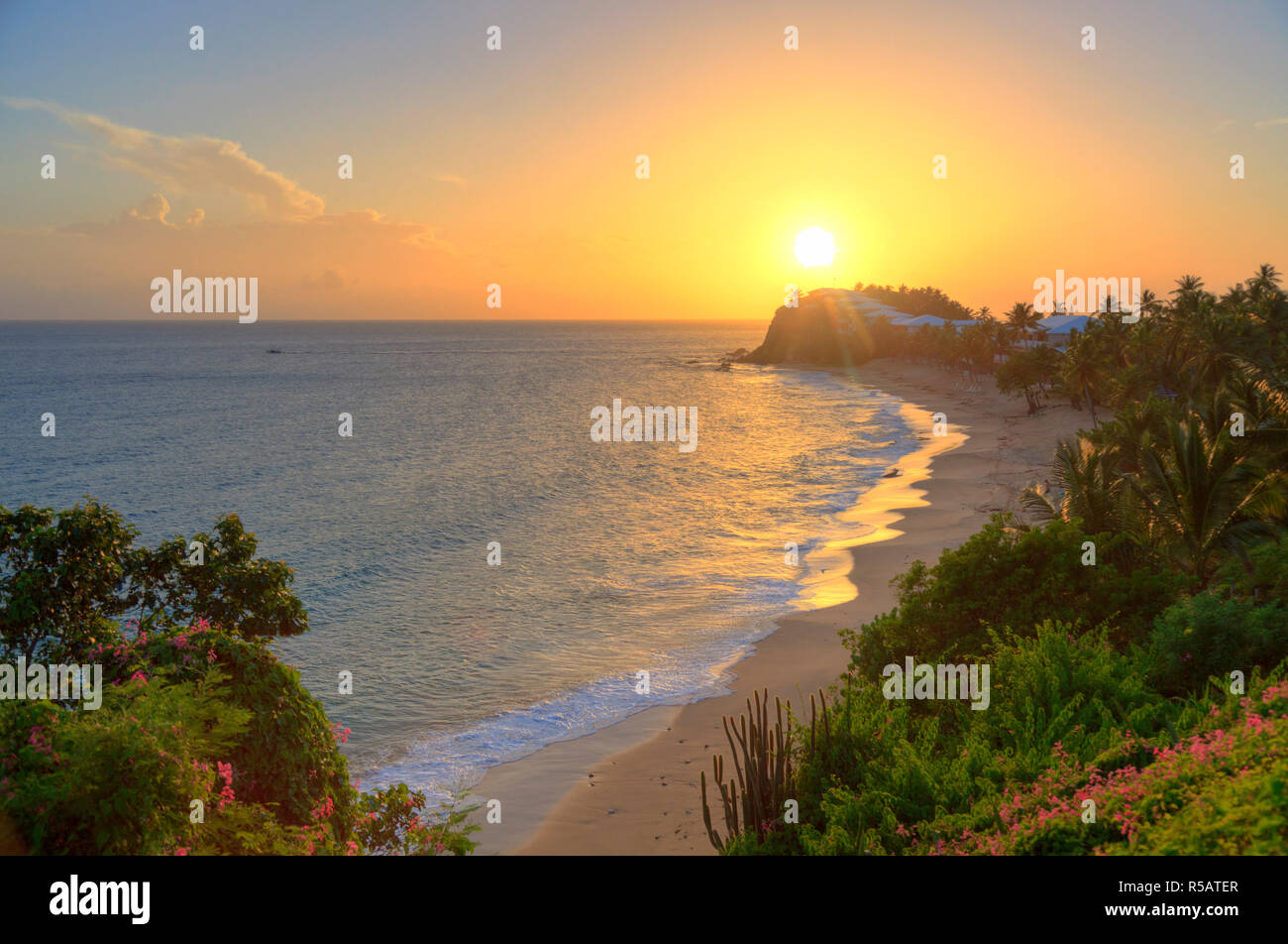 Caribbean Antigua And Barbuda Curtain Bluff Beach Stock Photo