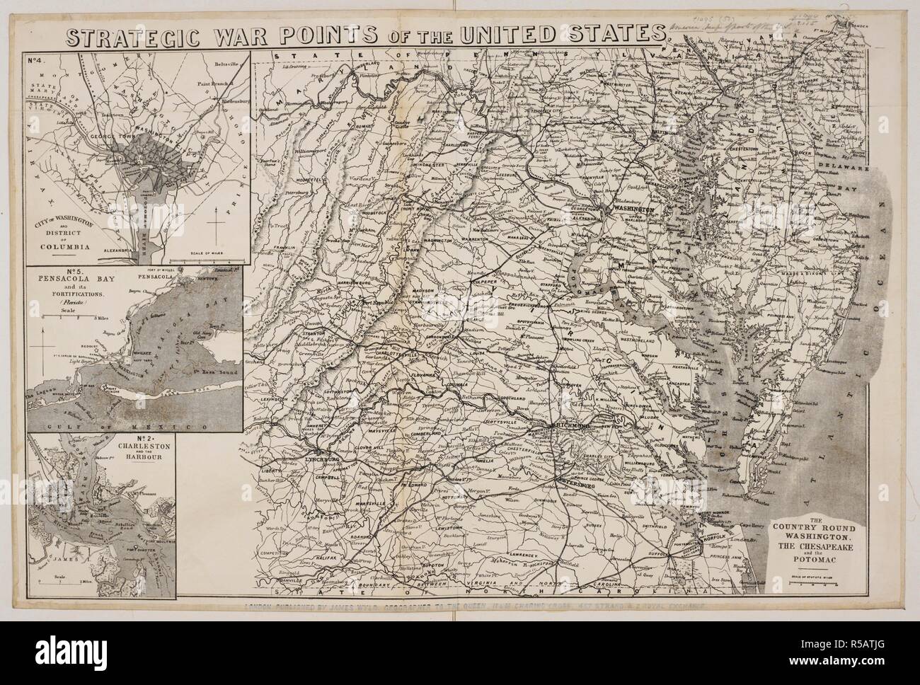 A map showing Strategic War Points of the United States. Strategic War Points of the United States. London : J. Wyld. Source: Maps * 71495.(53.). Language: English. Stock Photo