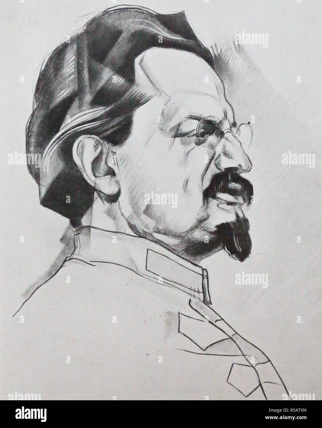 Portrait of Leon Trotsky, by Yury Annenkov  ca. 1923 Stock Photo