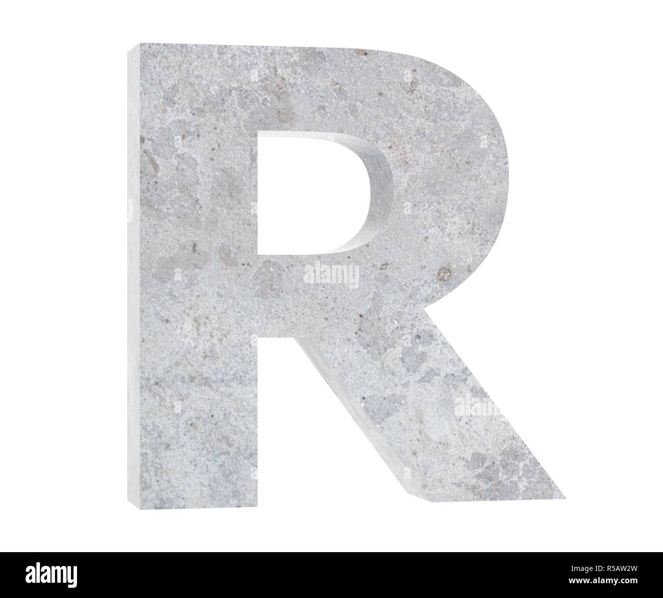 Concrete Capital Letter - R isolated on white background. 3D render ...