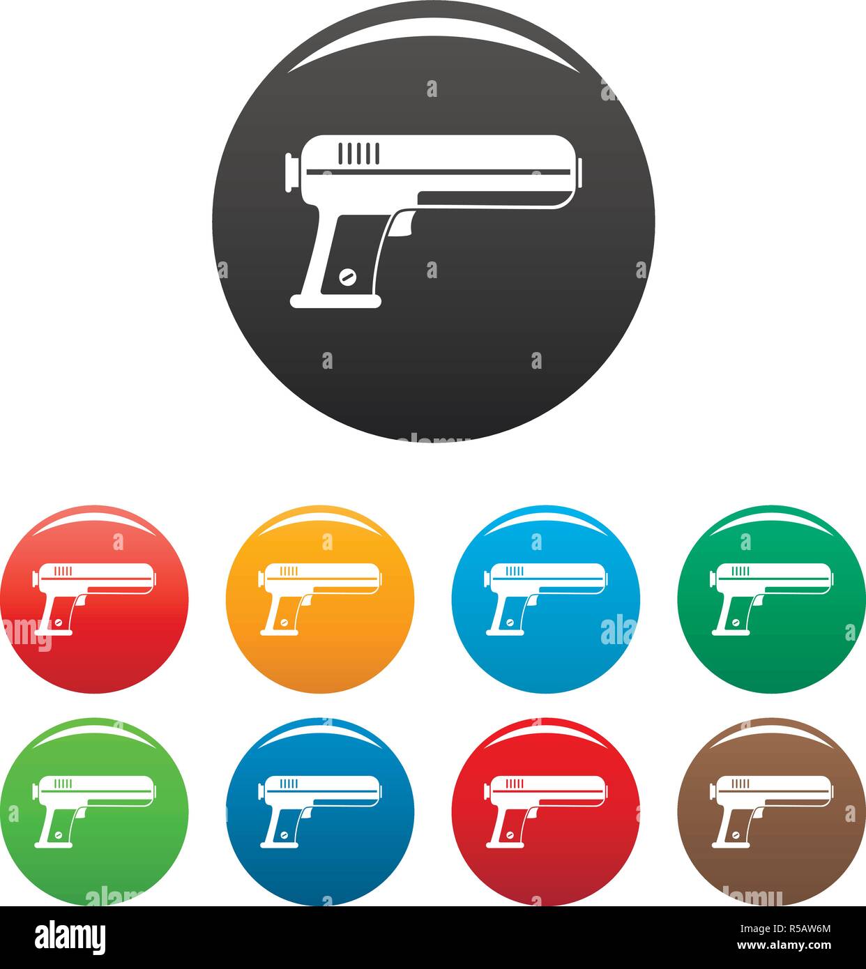 Toy water gun icons set 9 color vector isolated on white for any design ...