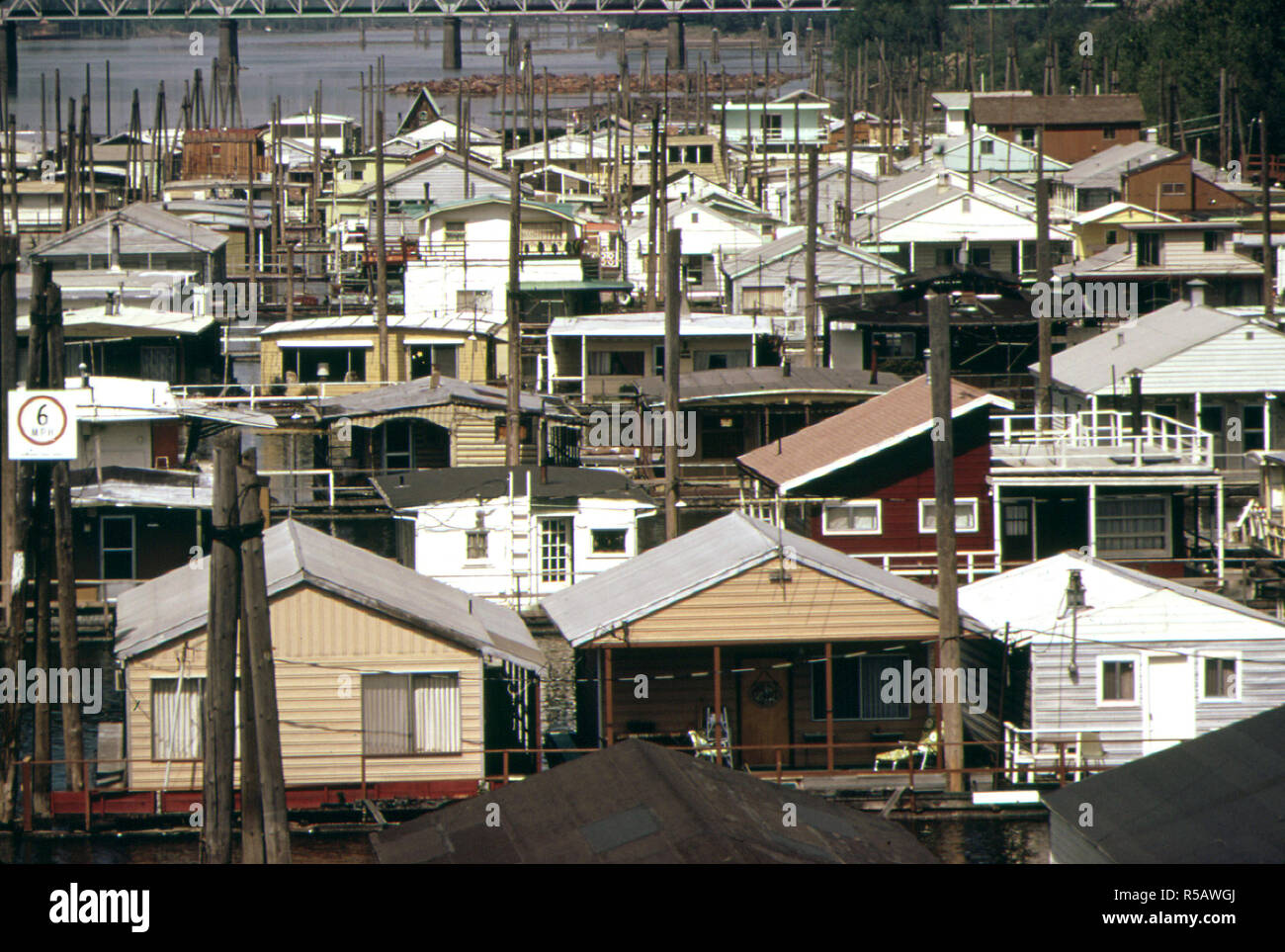 1973 Houseboats on the Columbia River Slough near the Interstate 5