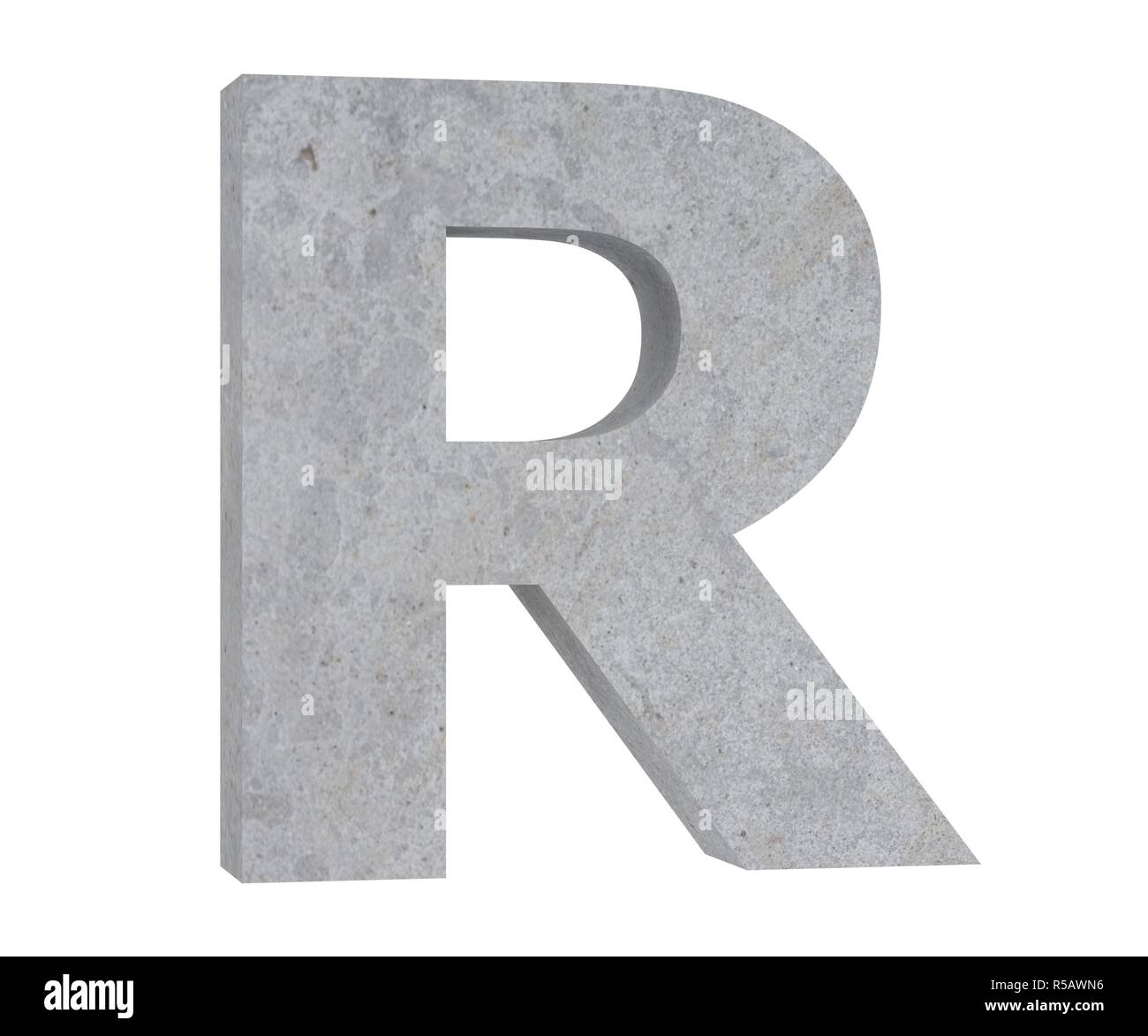 Concrete Capital Letter - R isolated on white background. 3D render ...