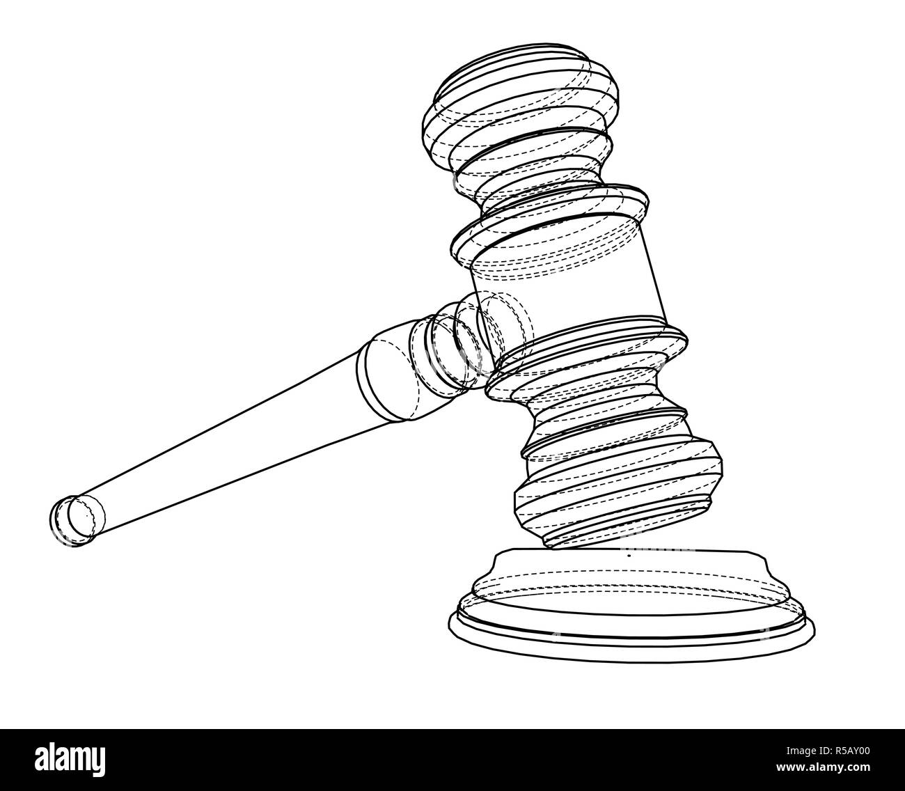 3D outline gavel. Vector rendering of 3d Stock Vector Image & Art Alamy