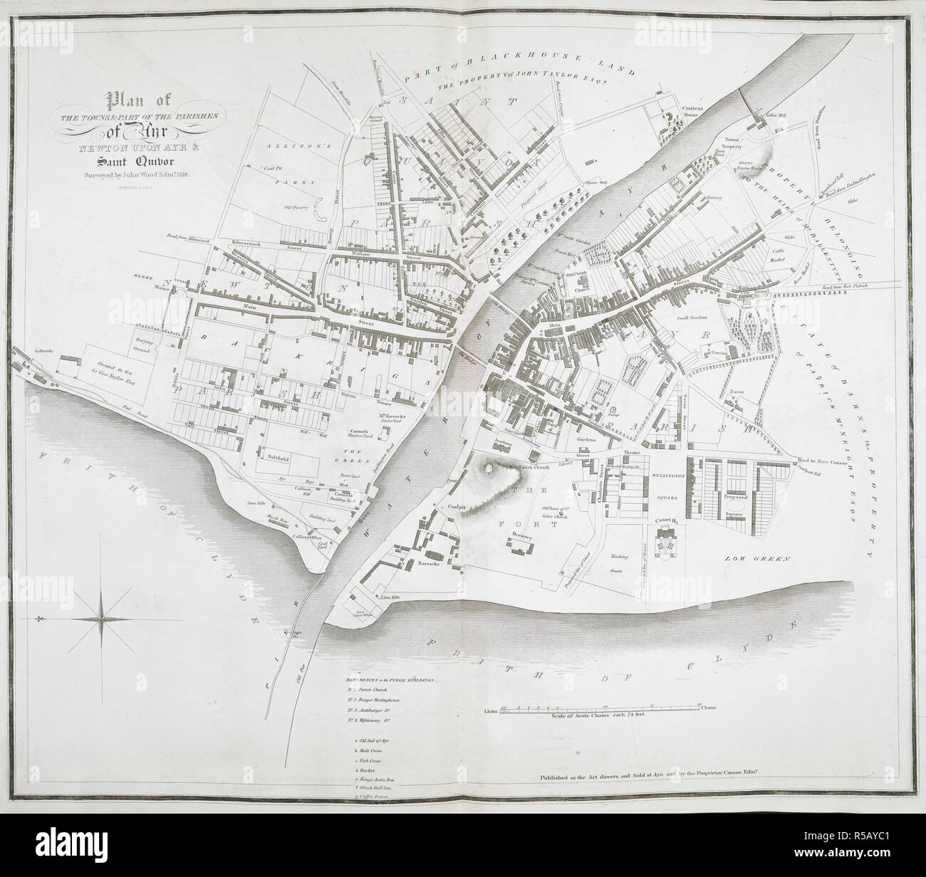 A plan of Ayr. Wood's Town Atlas. [Edinburgh] : [John Wood], [1828]. Source: Maps C.21.e.4. Language: English. Stock Photo