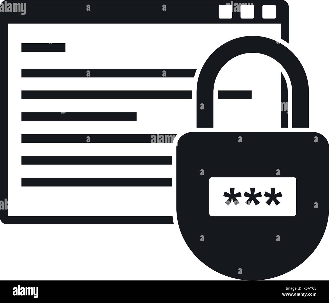 Secured program icon. Simple illustration of secured program vector ...