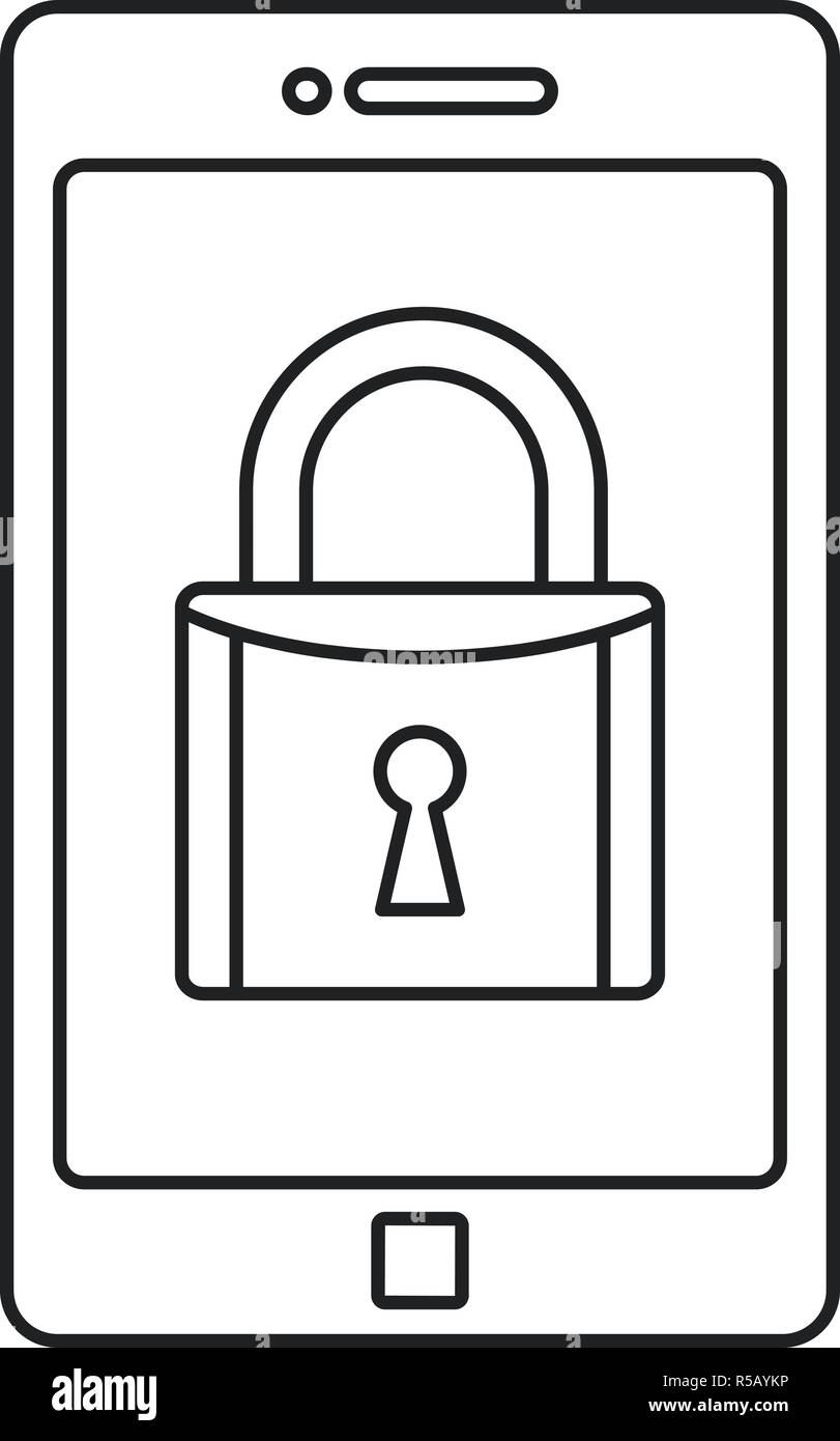 Secured smartphone icon. Outline illustration of secured smartphone ...