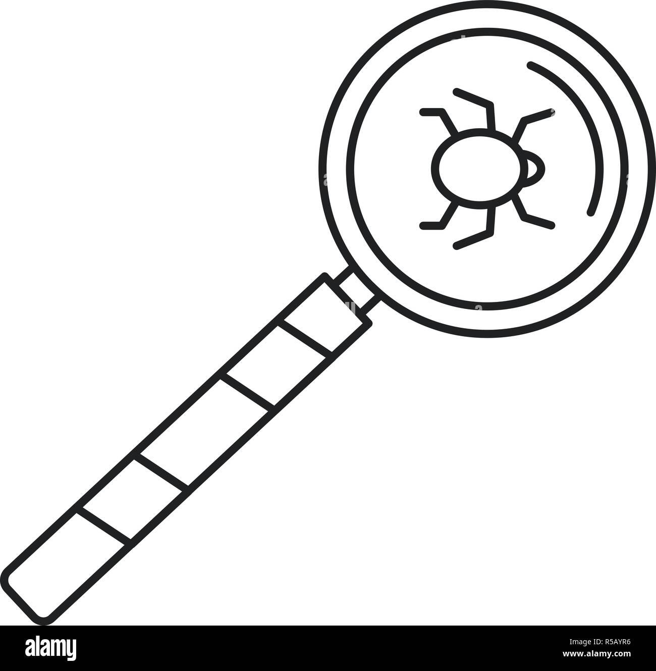 Magnify glass computer virus icon. Outline illustration of magnify ...