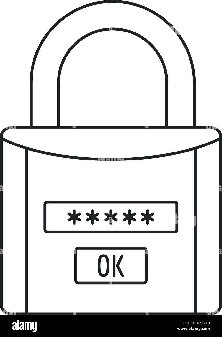 Password lock icon. Outline illustration of password lock vector icon ...