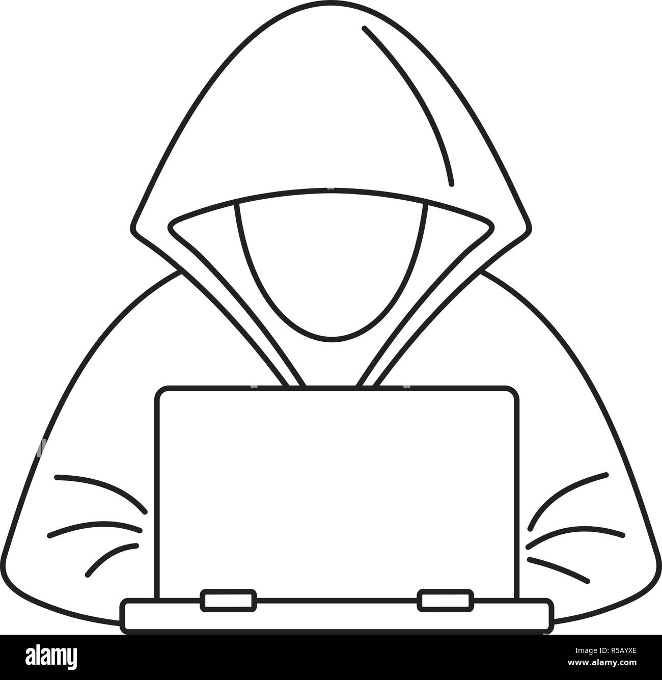 Hacker Laptop Icon Outline Illustration Of Hacker Laptop Vector Icon For Web Design Isolated On White Background Stock Vector Image Art Alamy