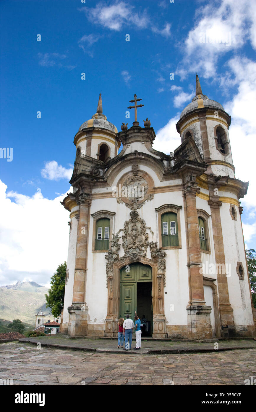 The Church of Igressa de Sao Francisco de Assisi, Ouro Preto village, Minas Gerais, Brazil Stock Photo