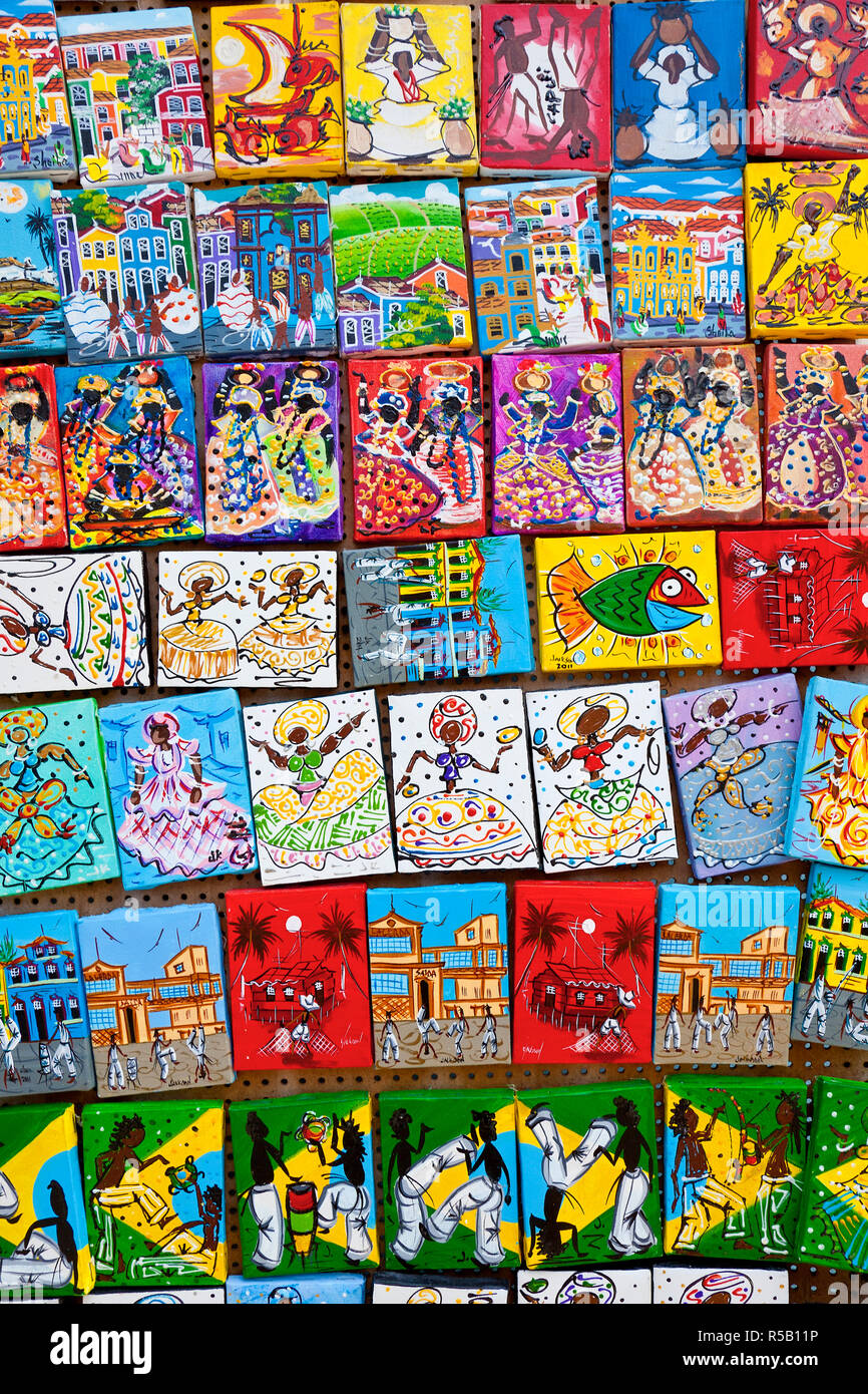 Small hand paintings for sale to tourists, Salvador de Bahia