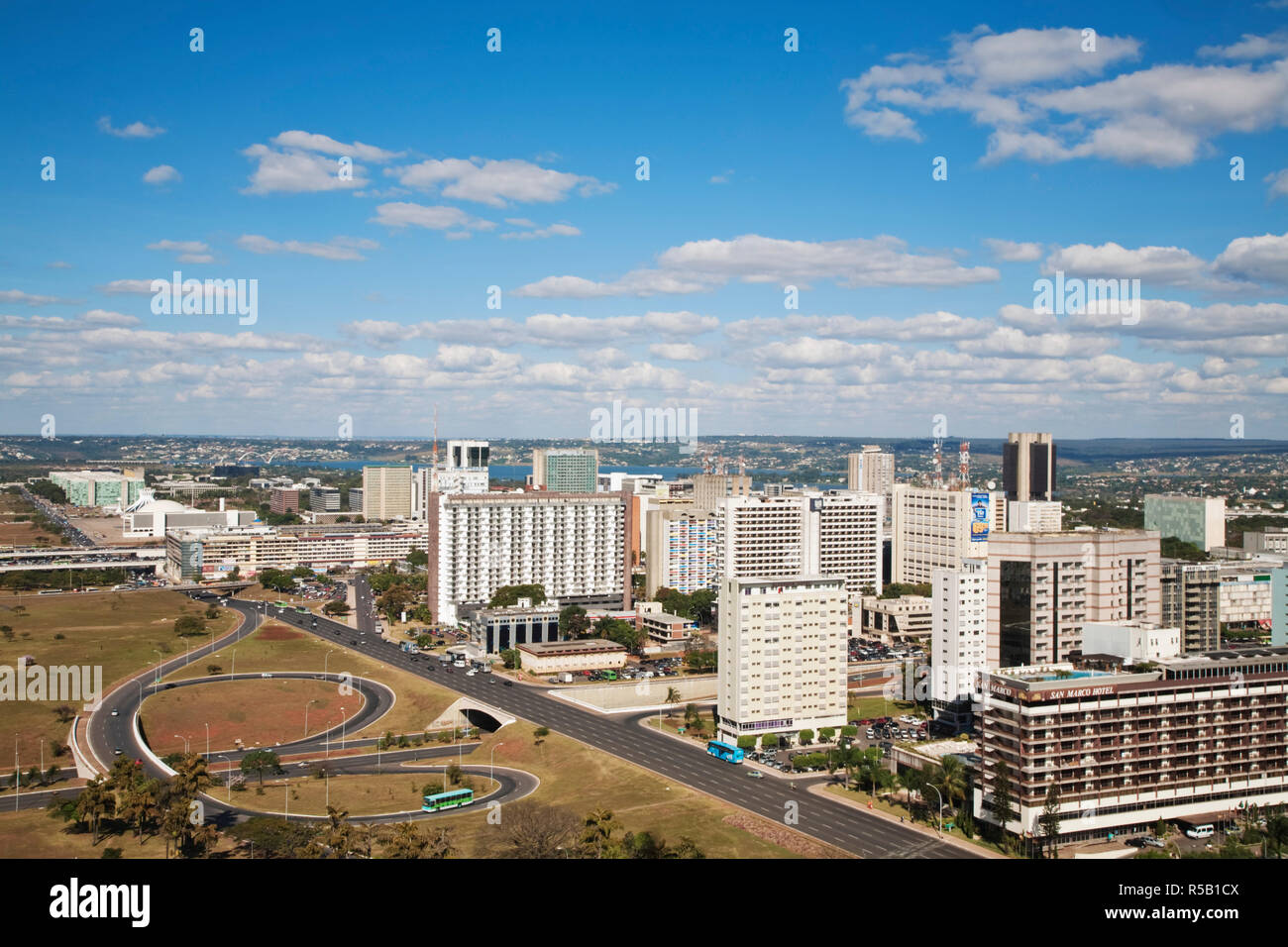 Brazil, Distrito Federal-Brasilia, Brasilia, View of The Hotel sector from the TV Tower Stock Photo