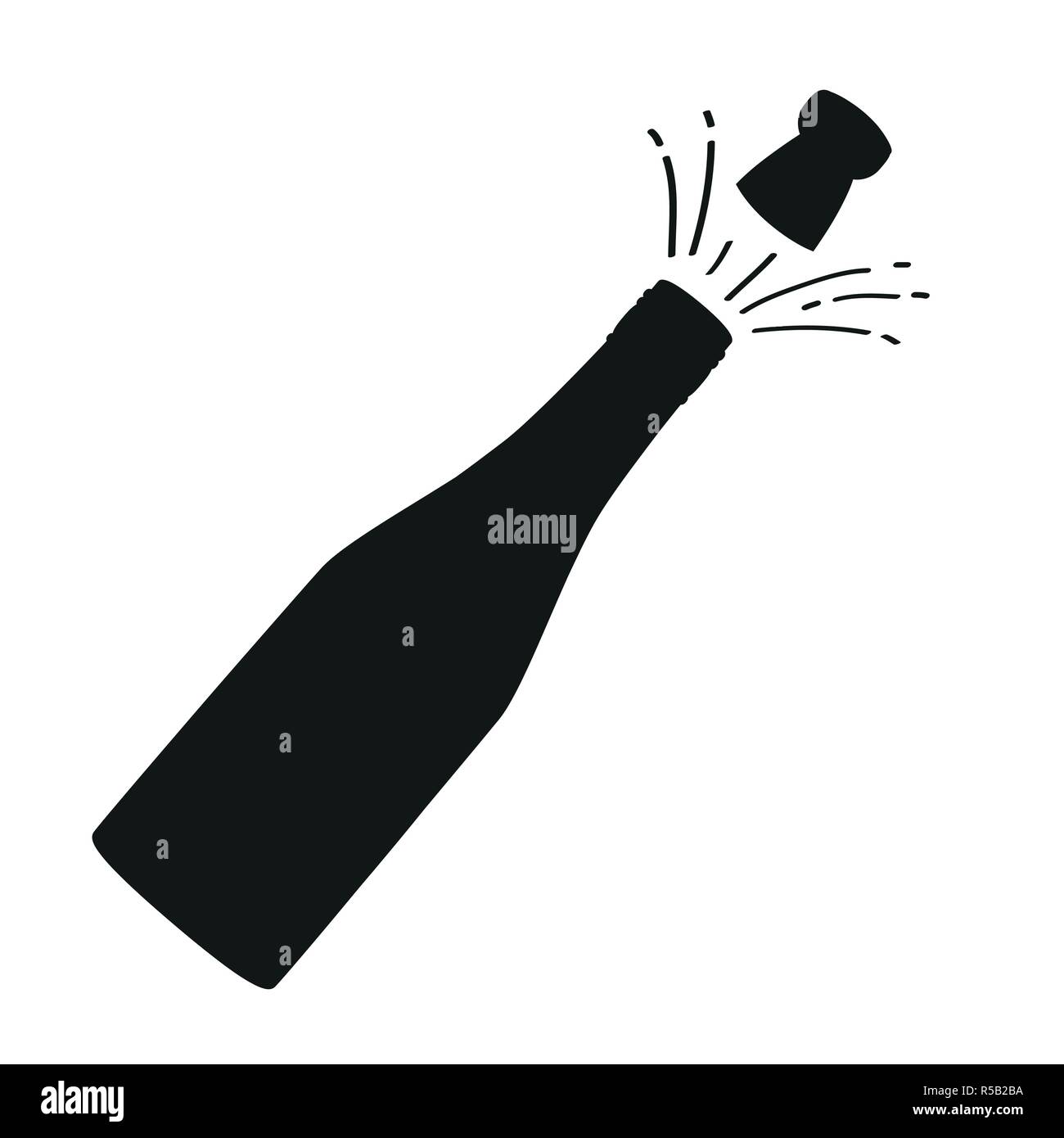 bottle of champagne silhouette isolated on white background vector