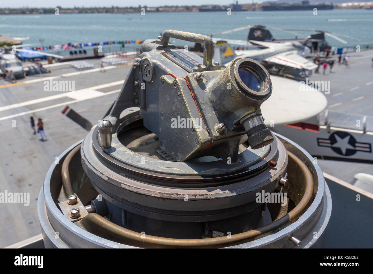 Alidade telescopic marine Mark 8, USS Midway Museum, San Diego, California, United States. Stock Photo