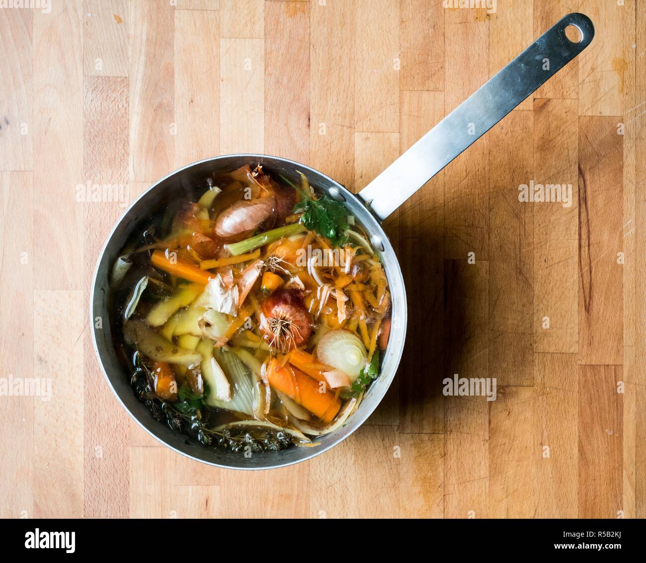 Vegetables soup cooked with peelings Stock Photo Alamy