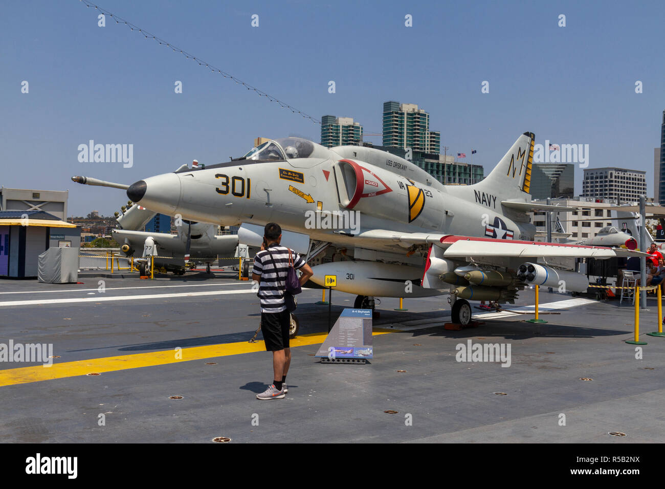 A Douglas A-4 Skyhawk attack aircraft, USS Midway Museum, San Diego, California, United States. Stock Photo